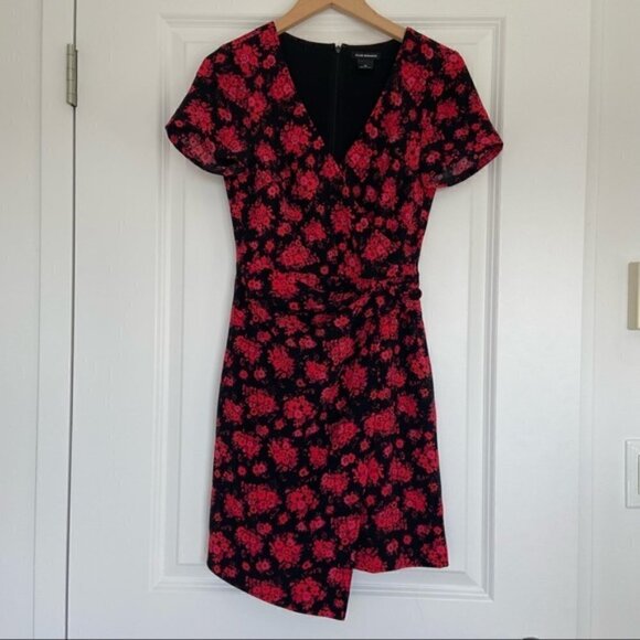 CLUB Monaco Esquinah black red floral mini dress - Picture 4 of 9